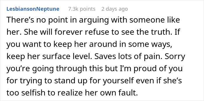 A supportive message on handling mom-relationship drama, suggesting to maintain a surface-level connection for less pain. A supportive message on handling mom-relationship drama, suggesting to maintain a surface-level connection for less pain.