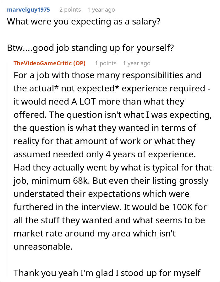 Reddit thread discussing job interview expectations and salary negotiations. Reddit thread discussing job interview expectations and salary negotiations.