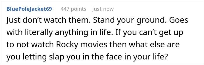Text from an online forum discussing the cultural impact of Rocky movies during Christmas. Text from an online forum discussing the cultural impact of Rocky movies during Christmas.
