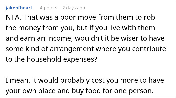 Forum comment discussing parents' expectations of daughter's financial contribution after raising her. Forum comment discussing parents' expectations of daughter's financial contribution after raising her.