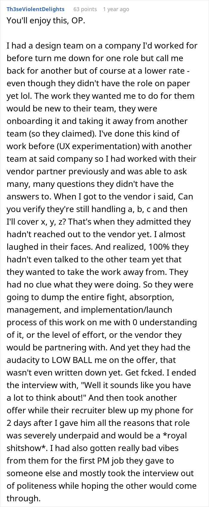 Job interview text exchange revealing unexpected expectations and salary discussion. Job interview text exchange revealing unexpected expectations and salary discussion.