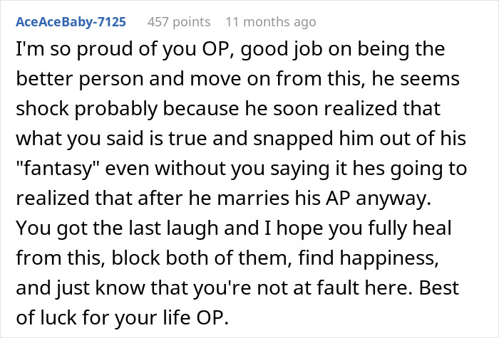 Comment discussing an ex-husband's regret after leaving a long-term marriage, reflecting on a significant realization. Comment discussing an ex-husband's regret after leaving a long-term marriage, reflecting on a significant realization.