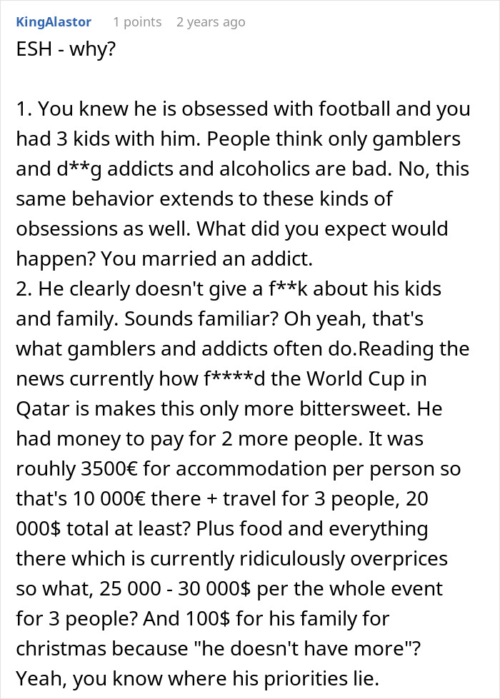 Text discussing financial priorities in a marriage, focusing on Christmas budget and overseas vacation expenses. Text discussing financial priorities in a marriage, focusing on Christmas budget and overseas vacation expenses.