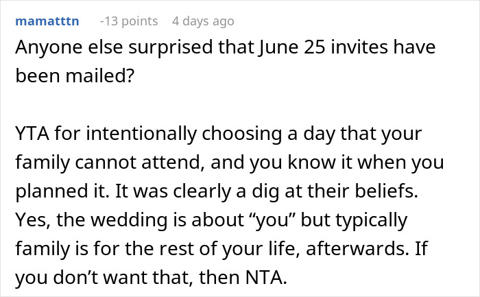 Text message discussion over changing a wedding date, referencing family attendance and beliefs. Text message discussion over changing a wedding date, referencing family attendance and beliefs.