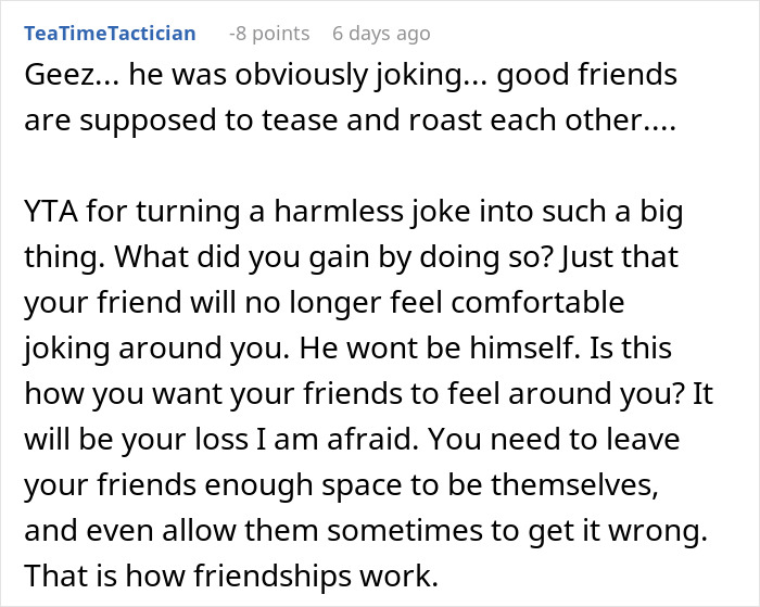 Comment criticizing judgmental behavior over mispronunciation, emphasizing friendship tolerance. Comment criticizing judgmental behavior over mispronunciation, emphasizing friendship tolerance.