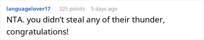 Comment in support of brother's wedding engagement, congratulating them. Comment in support of brother's wedding engagement, congratulating them.