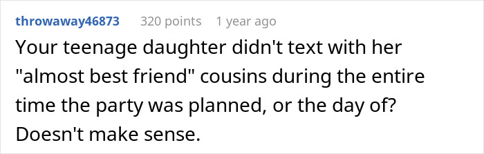 Reddit comment questioning absence of RSVP for party attendance. Reddit comment questioning absence of RSVP for party attendance.