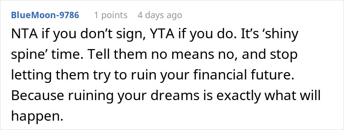Comment about protecting finances and not feeling guilty for refusing to help sister. Comment about protecting finances and not feeling guilty for refusing to help sister.