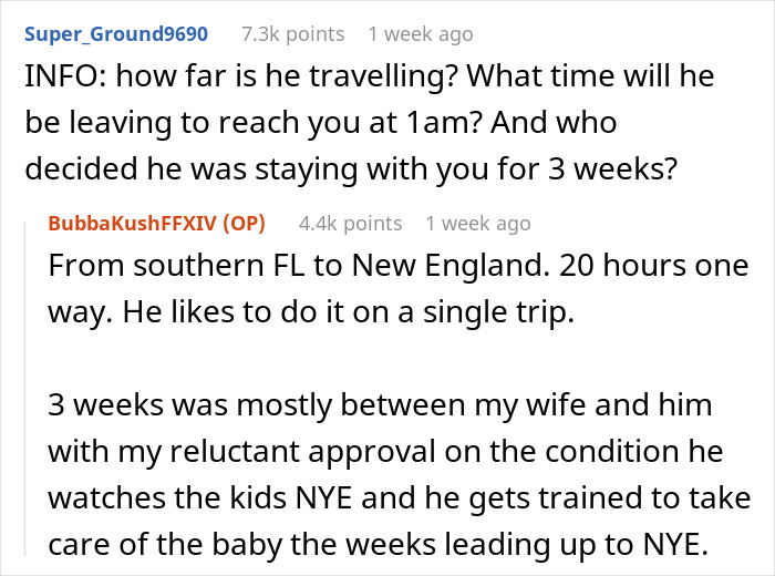 Reddit discussion about couple's conflict over FIL's arrival time during holiday season. Reddit discussion about couple's conflict over FIL's arrival time during holiday season.