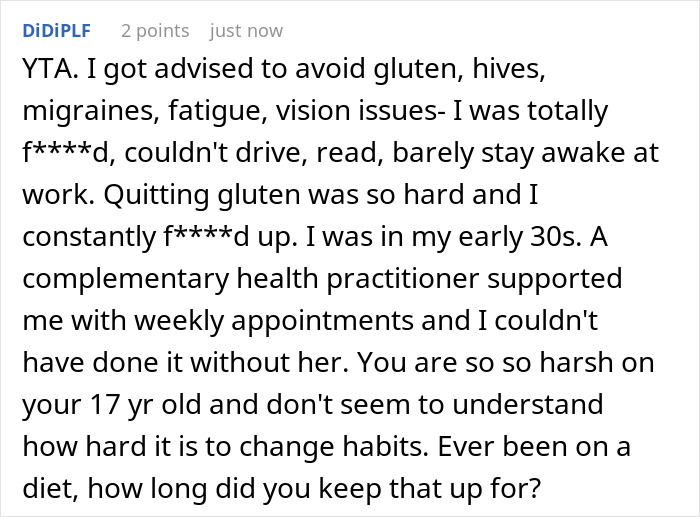 Reddit comment discussing challenges with avoiding gluten and supporting someone with a wheat allergy. Reddit comment discussing challenges with avoiding gluten and supporting someone with a wheat allergy.
