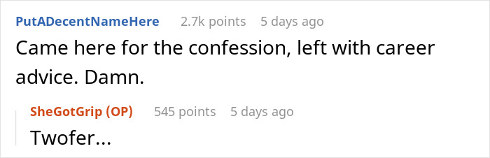 Reddit comment discussing a background check exposing an applicant's lies, leading to unexpected career advice. Reddit comment discussing a background check exposing an applicant's lies, leading to unexpected career advice.