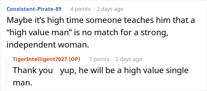 User comments discussing relationship dynamics and independence. User comments discussing relationship dynamics and independence.