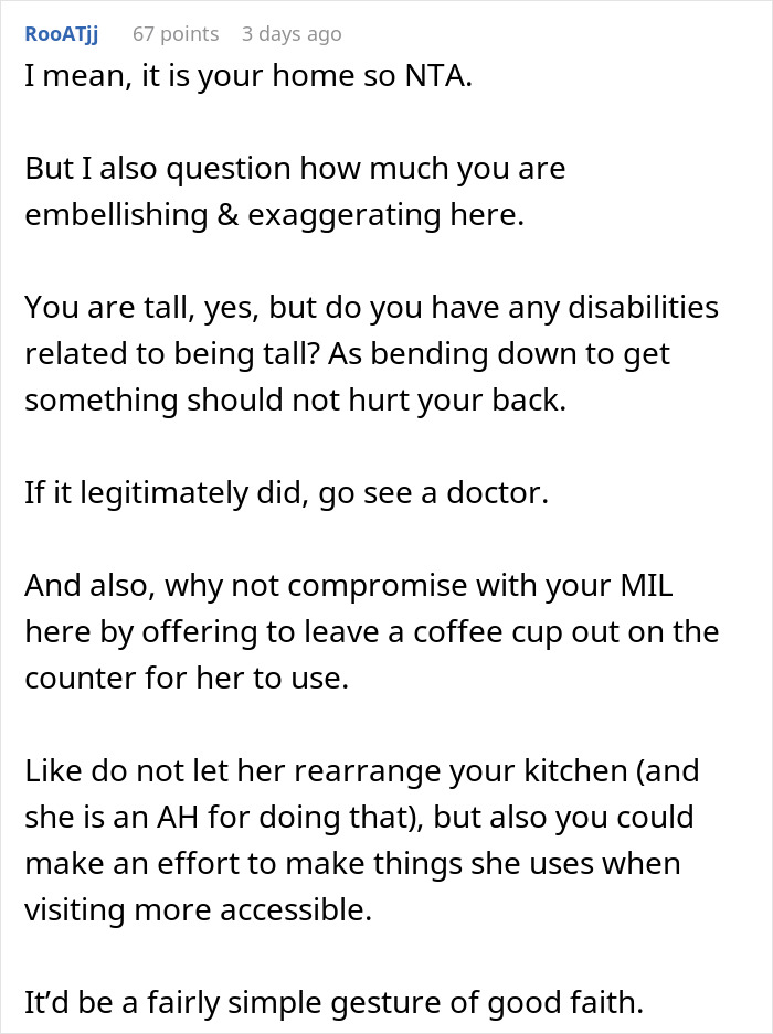 Text post discussing MIL and compromise on household arrangements. Text post discussing MIL and compromise on household arrangements.