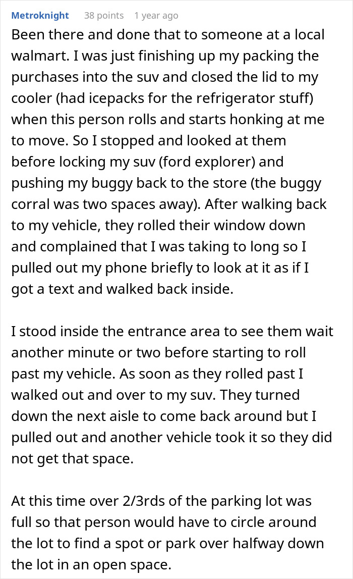 Text post about a slow-motion grocery loading experience at Costco, causing frustration for a nearby driver. Text post about a slow-motion grocery loading experience at Costco, causing frustration for a nearby driver.