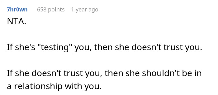 Reddit comment discussing trust issues in relationships related to lying tests. Reddit comment discussing trust issues in relationships related to lying tests.