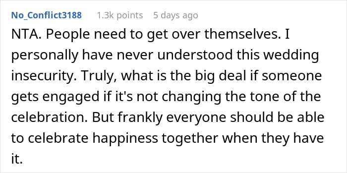 Text screenshot discussing views on sharing brother's wedding engagement day. Text screenshot discussing views on sharing brother's wedding engagement day.