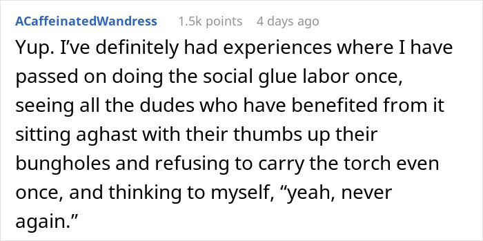 Comment expressing refusal by female employees to plan Secret Santa. Comment expressing refusal by female employees to plan Secret Santa.