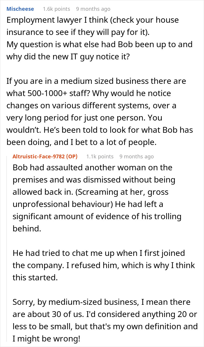 Text conversation about how an IT guy sabotaged a woman's career, with advice and personal experiences shared. Text conversation about how an IT guy sabotaged a woman's career, with advice and personal experiences shared.