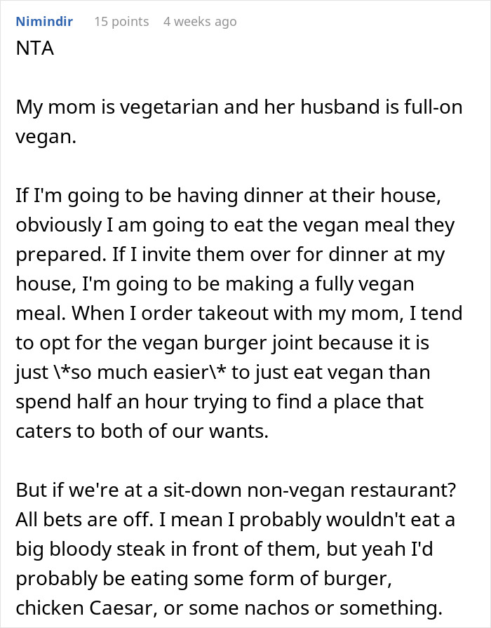 Text discussing ordering meat burger on a date with a vegan, labeled as tactless behavior. Text discussing ordering meat burger on a date with a vegan, labeled as tactless behavior.