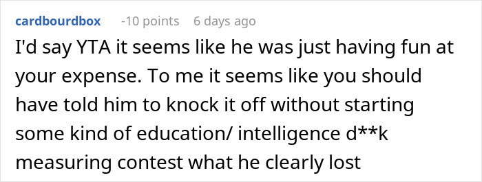 Reddit comment criticizing a judgmental American mocking someone's mispronunciation. Reddit comment criticizing a judgmental American mocking someone's mispronunciation.
