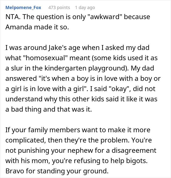 Reddit comment discussing family disagreement about attendance at events. Reddit comment discussing family disagreement about attendance at events.