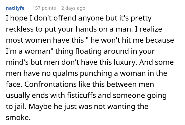 Text image discussing perspectives on gender and confrontation dynamics. Text image discussing perspectives on gender and confrontation dynamics.