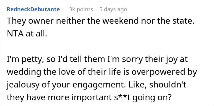 Screenshot of a Reddit comment discussing a brother's wedding and engagement, with opinions on family dynamics. Screenshot of a Reddit comment discussing a brother's wedding and engagement, with opinions on family dynamics.