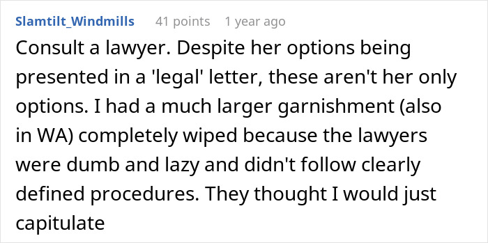Reddit comment discussing employer demands and overpayment issues with legal advice recommendations. Reddit comment discussing employer demands and overpayment issues with legal advice recommendations.