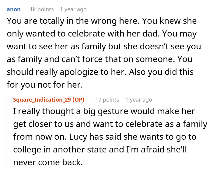 Reddit discussion on stepdaughter running away from a $10K party thrown for her. Reddit discussion on stepdaughter running away from a $10K party thrown for her.