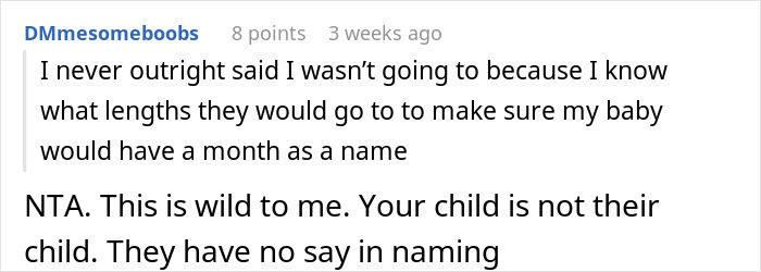Reddit user discusses breaking family tradition in baby naming, expressing frustration with family influence. Reddit user discusses breaking family tradition in baby naming, expressing frustration with family influence.