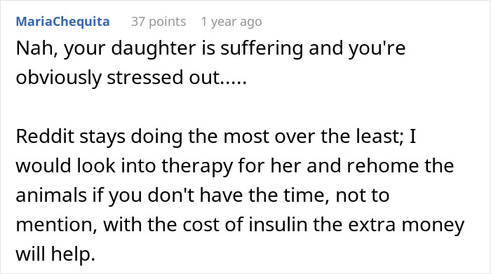 Comment discussing daughter's disease, stress, therapy, and financial considerations linked to insulin costs. Comment discussing daughter's disease, stress, therapy, and financial considerations linked to insulin costs.