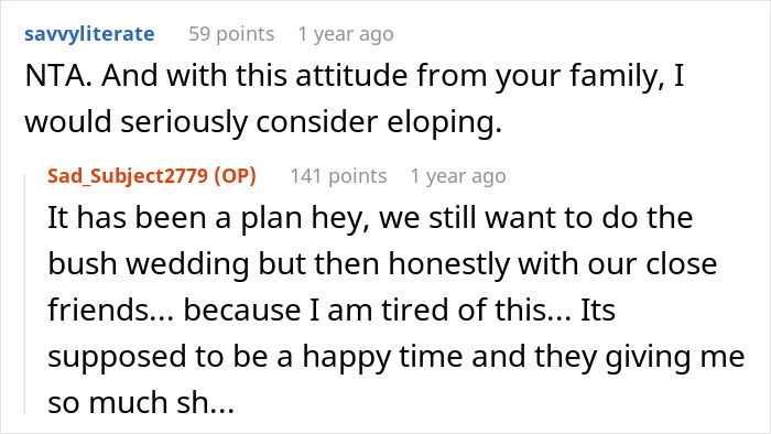 Reddit conversation about wedding plans disrupted by family bringing kids despite request. Reddit conversation about wedding plans disrupted by family bringing kids despite request.