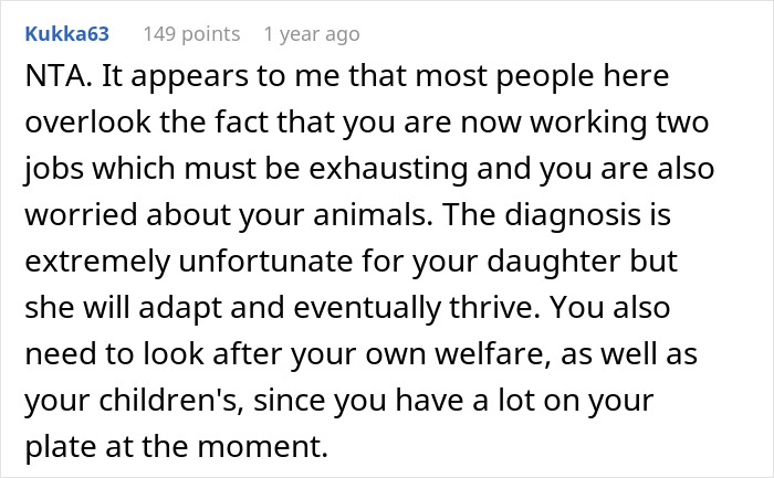 Online comment about a mom's insistence on chores despite daughter's disease divides opinions. Online comment about a mom's insistence on chores despite daughter's disease divides opinions.