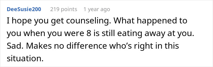Text from a comment discussing the impact of childhood experiences on a person. Text from a comment discussing the impact of childhood experiences on a person.