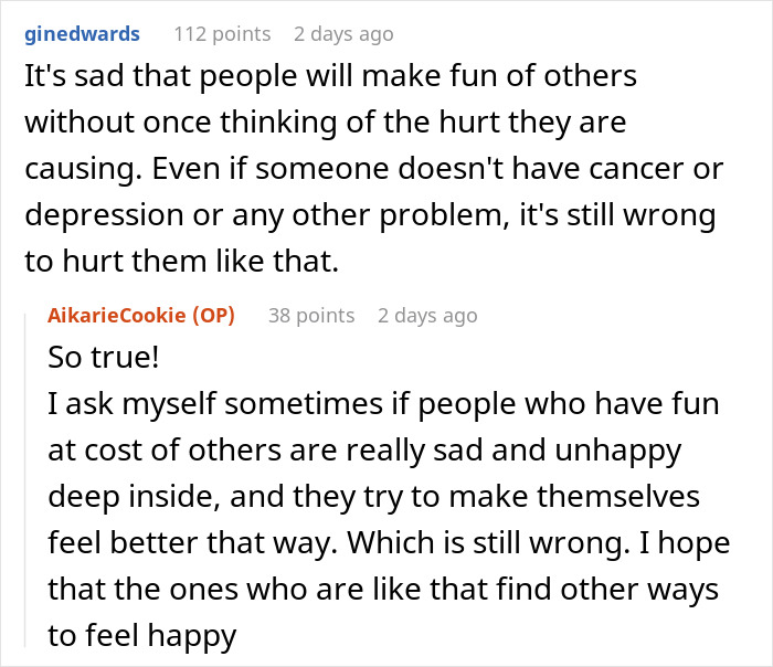 Online users discuss hurt caused by making fun of others, highlighting emotional impact and empathy. Online users discuss hurt caused by making fun of others, highlighting emotional impact and empathy.