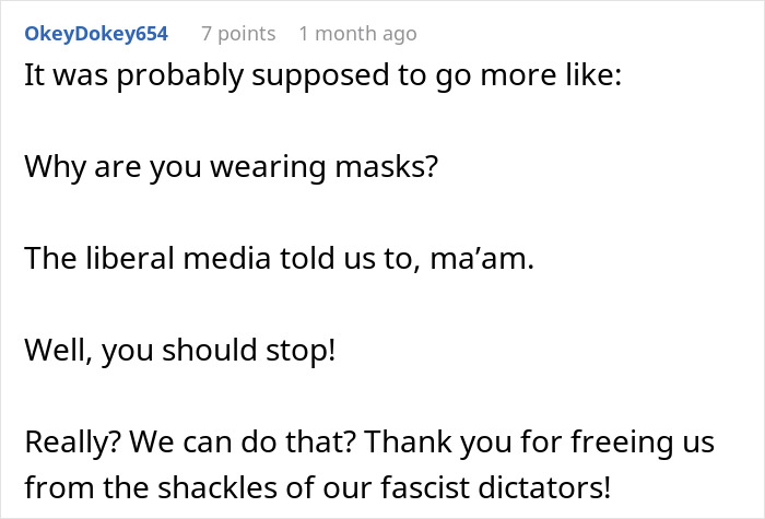 Text post discussing a humorous scenario about wearing masks and petty revenge. Text post discussing a humorous scenario about wearing masks and petty revenge.