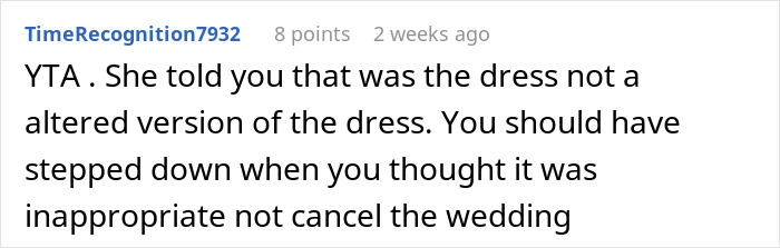 Comment about altering a bridesmaid dress and wedding ban. Comment about altering a bridesmaid dress and wedding ban.