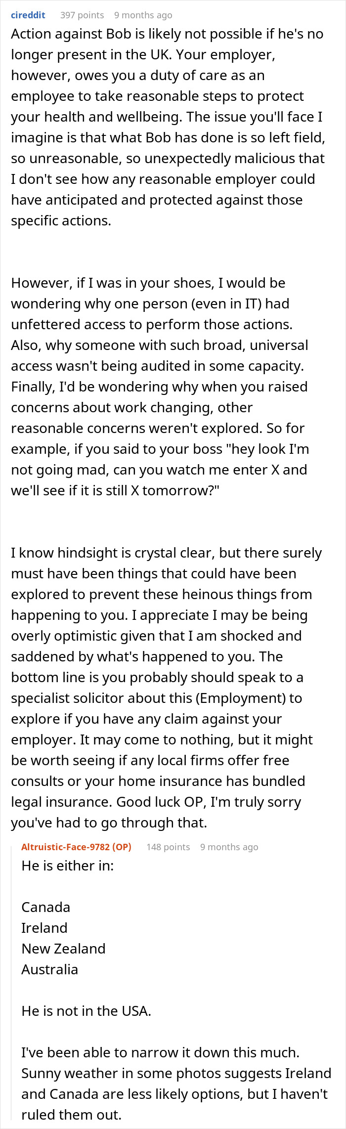 Reddit thread discussing IT guy sabotaging a woman's career. Reddit thread discussing IT guy sabotaging a woman's career.