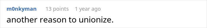 Reddit comment discussing boss cutting employee hours, suggesting it's another reason to unionize. Reddit comment discussing boss cutting employee hours, suggesting it's another reason to unionize.