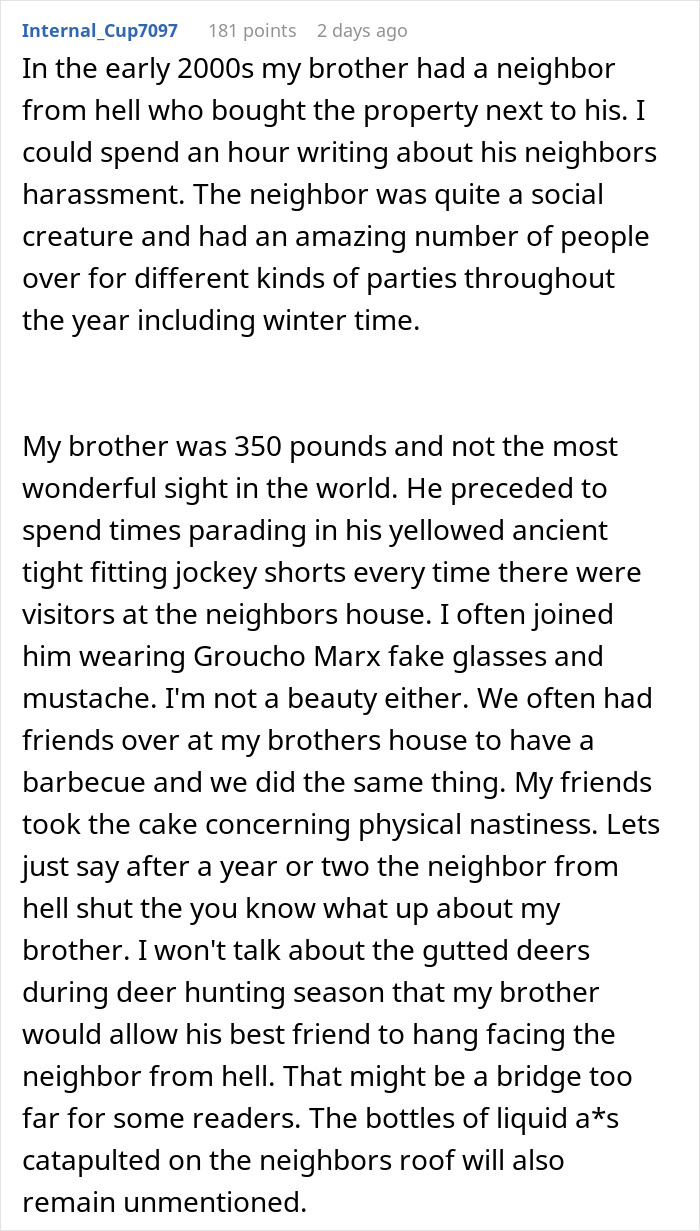 Text screenshot about a woman's clever revenge on a difficult neighbor. Text screenshot about a woman's clever revenge on a difficult neighbor.