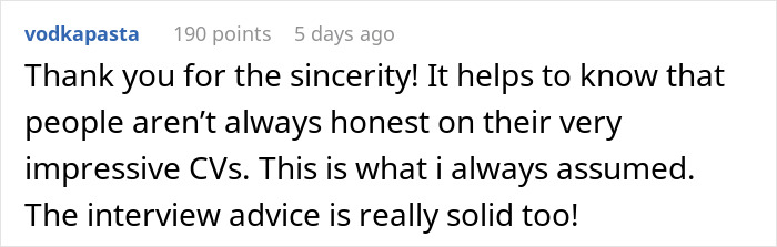 Comment highlighting honesty issues on CVs and interview advice, related to background check revelations. Comment highlighting honesty issues on CVs and interview advice, related to background check revelations.
