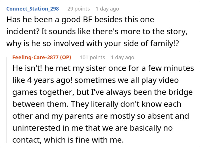 Online discussion about a boyfriend's surprise that backfired, sparking a conversation on family involvement. Online discussion about a boyfriend's surprise that backfired, sparking a conversation on family involvement.