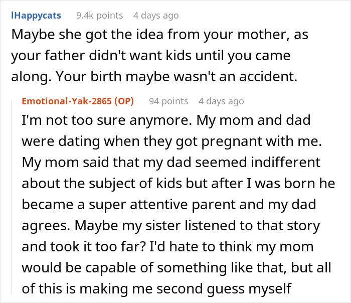 Comments discussing pregnancy deception and family secrets, hinting at a potential divorce situation. Comments discussing pregnancy deception and family secrets, hinting at a potential divorce situation.