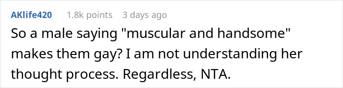 Reddit comment questioning assumptions about being gay; user AKlife420 expresses confusion and disagrees. Reddit comment questioning assumptions about being gay; user AKlife420 expresses confusion and disagrees.