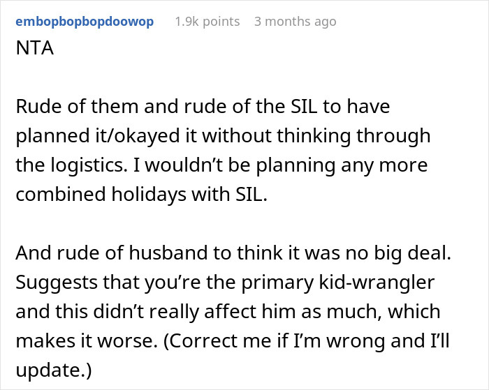 Text exchange discussing unannounced in-laws causing vacation drama. Text exchange discussing unannounced in-laws causing vacation drama.