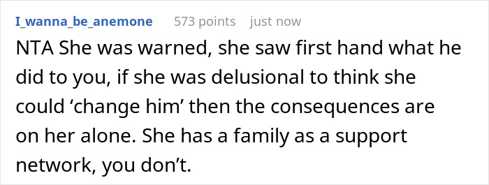 Reddit comment discussing responsibility and support networks related to ex-friend and brother's situation. Reddit comment discussing responsibility and support networks related to ex-friend and brother's situation.