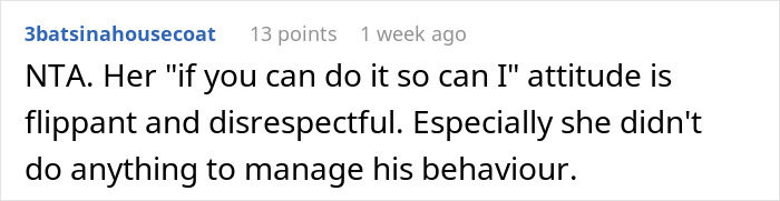 Reddit comment criticizing a bride for bringing her baby to a child-free wedding. Reddit comment criticizing a bride for bringing her baby to a child-free wedding.