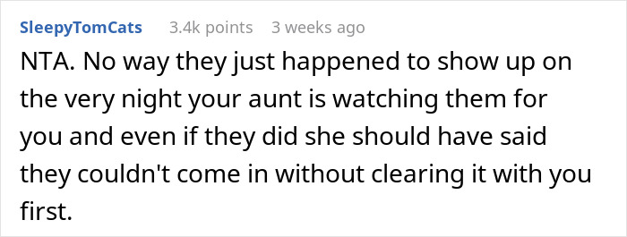 Reddit comment discussing aunt-nephew-grandparents drama, with user SleepyTomCats expressing disapproval. Reddit comment discussing aunt-nephew-grandparents drama, with user SleepyTomCats expressing disapproval.
