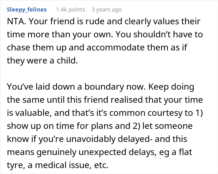 Text about setting boundaries with a friend who is always late to lunch dates. Text about setting boundaries with a friend who is always late to lunch dates.