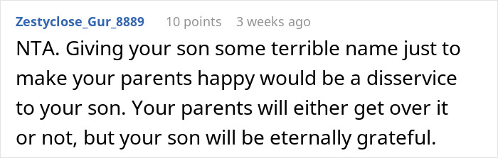 Breaking tradition comment on naming baby: naming a son against grandparents' wishes for future gratitude. Breaking tradition comment on naming baby: naming a son against grandparents' wishes for future gratitude.